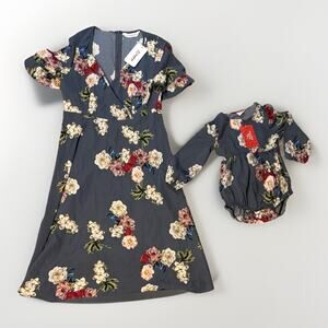 PatPat Mommy & Me Floral Dress & Baby Romper Set NWT Women’s S 12–18M